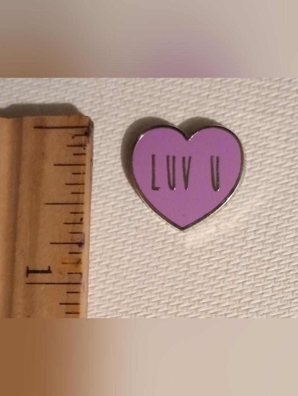 Luv U Love You Pink Heart Vintage Collectible Valentine's Day Lapel Vest Pin